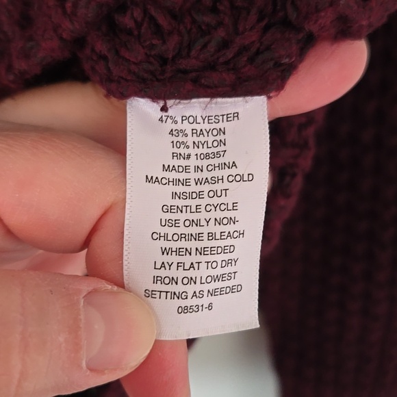 Ana | Burgundy Cropped Button Down Cardigan Sweater Size Small - Picture 9 of 9